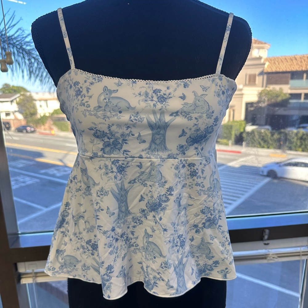 Small size top, blue with back tie
